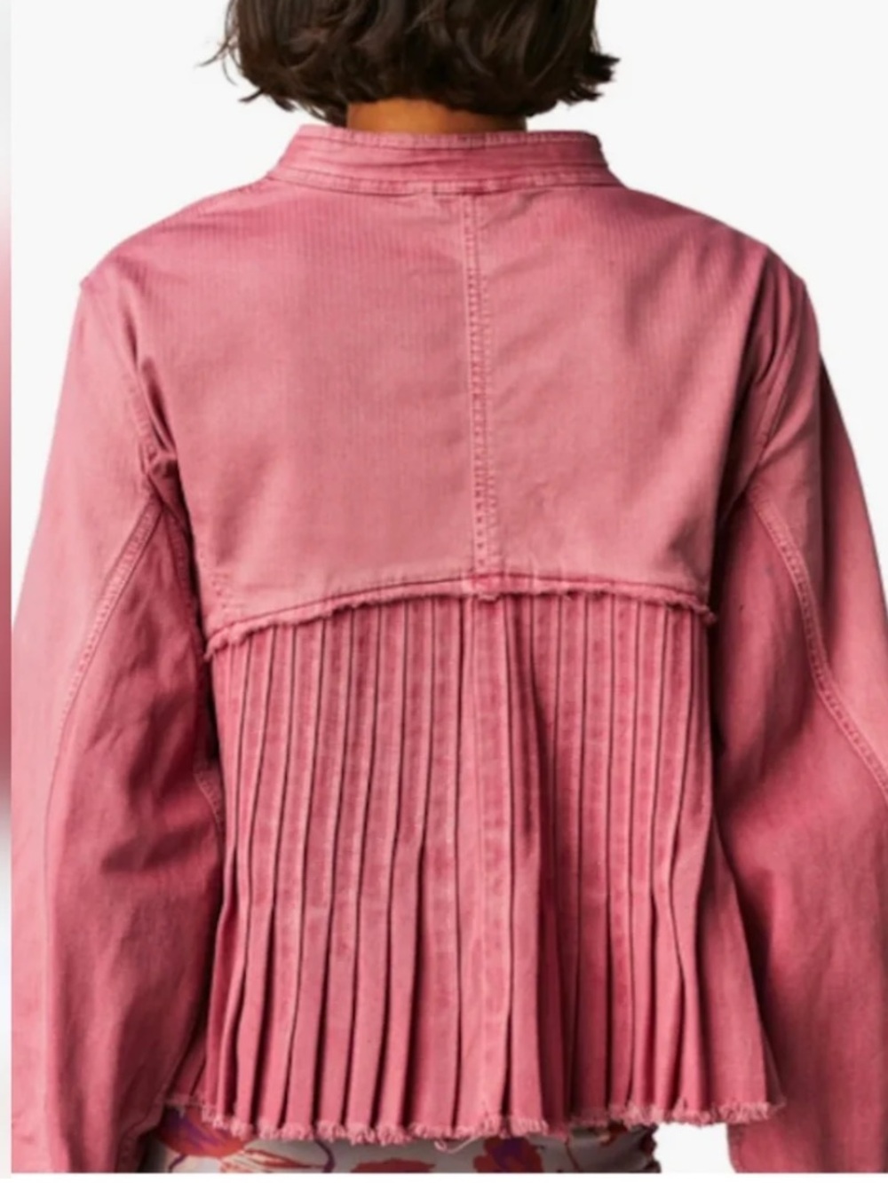 Free People Rose-Pink Cassidy Pleated Button-Front Jean Jacket - Picture 4 of 14